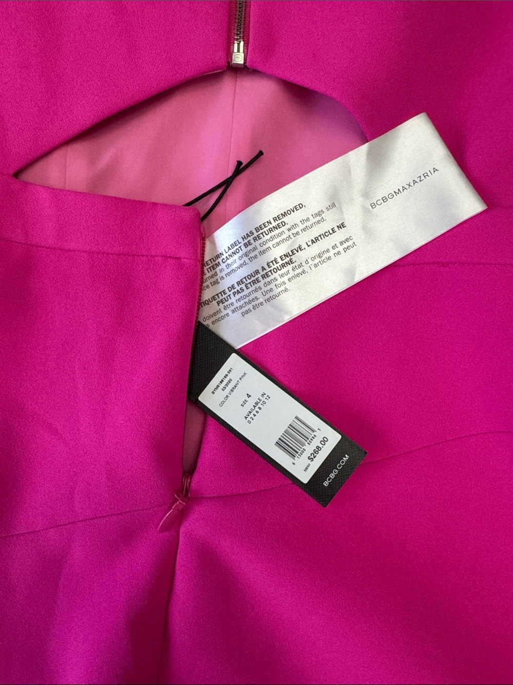 BCBGMAXAZRIA Hot Pink Tiered Halter Cocktail Dress NWT - Picture 2 of 3